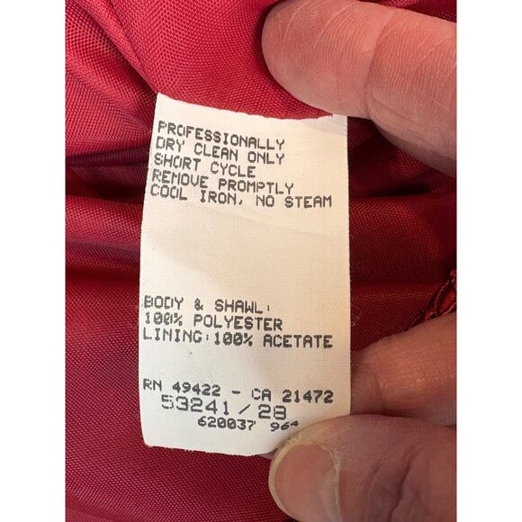 Jessica McClintock Red Strapless Gown & Shawl Lace Satin Size 8 Glam Formal - Picture 10 of 16